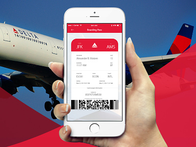 Boarding Pass Concept for Delta Airlines app boarding ios pass ticket