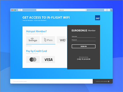 Access Menu to In-Flight WIFI – Concept access air flight login menu wifi