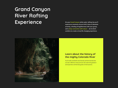 Rafting experience in Grand Canyon landing page rafting webdesign website