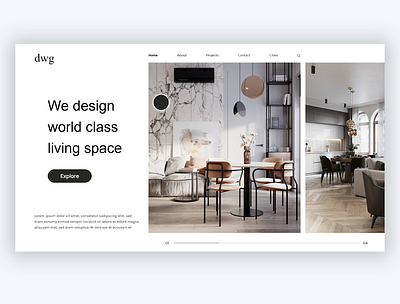 Interior design Landing Page design minimal ui web