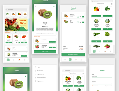 Vegetable app ui app design minimal modern ui