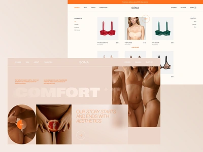 SOMA - landing page for lingerie bra branding cloth clothing ecommerce graphic design interfacedesign lingerie logo nightwear panties pyjamas shop shopping ui ui ux uiux uiuxdesign underwear undies