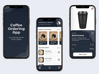 Coffee Ordering App app app design cafe coffee coffee app coffee application coffee finder coffee shop coffee shop application finder app ios mobile mobile ui recommendation ui