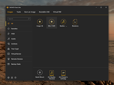 DAEMON Tools Ultra app black desktop exe images microsoft minimal product design software ui ux windows