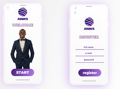 AWWS mock app branding design developer illustration login logo register ui ux