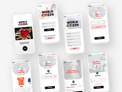 World Citizen App app designer donation app register ui ux