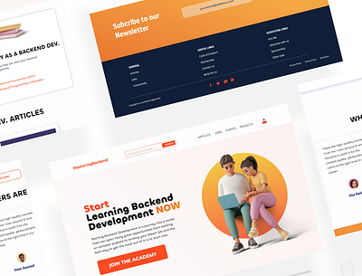 MateringBackend - Become a Backend Developer 3d backend branding coding design designer developer landing pa register ui website