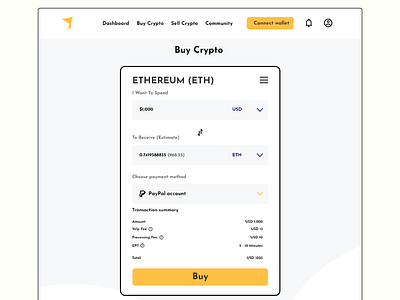 Buy Crypto Checkout page