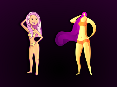 Bikini Venus cartoon character clash of styles illustration vector venus