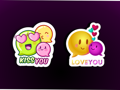 stickers cartoon clash of styles illustration kiss kiss you love love you smiles sticker vector