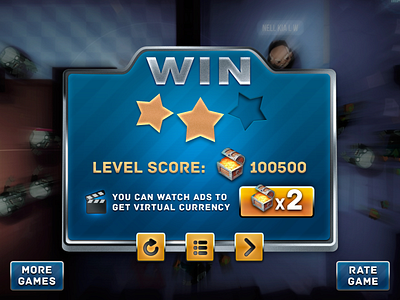 winning screen concept for casual game casual game design game game ui photoshop skeuomorph ui vector victory win