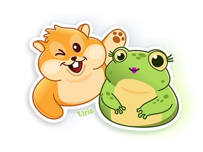 The hamster and the frog mascots branding cartoon frog hamster illustration mascot vector