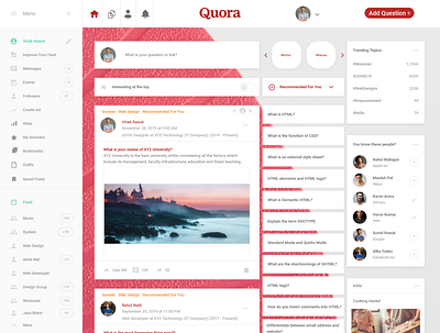 Quora Website UI ReDesign branding design flat icon type ui ux web website