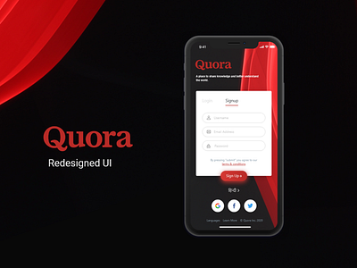 Quora app Redesign UI