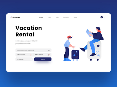 "Discover" Vacation Rental Website UI.