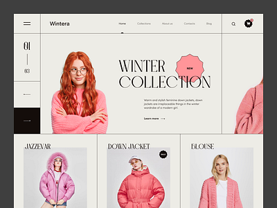 Wintera clothing design ecommerce font design pink ui uidesign ux web