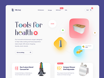 Billy Long clean colors design dishes ecommerce health kitchen kitchenware smart storage tool trend ui ui ux ux web website