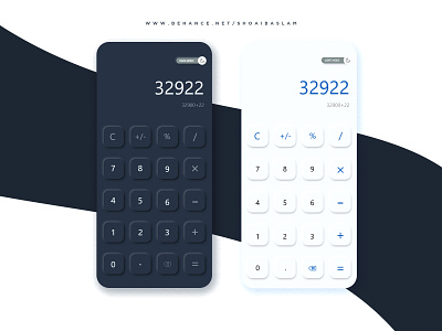 Neomorphic Calculator UI Design. app design logo minimal socialmedia socialmediapost typography ui ux vector