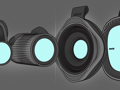 MERSIV ∙ Immersive Language Learning Concept black blue camera cartoon development gray lense pattern product render toon wearable