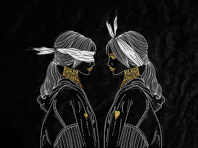 Twins art character design girl gold illustraion portrait twins vector woman девушка золото иллюстрация профиль