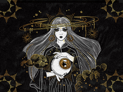 Oracle character design eye fairytale girl gold illustration magic mystic oracle stars woman глаз девушка иллюстрация магия мистика оракул портрет сказка