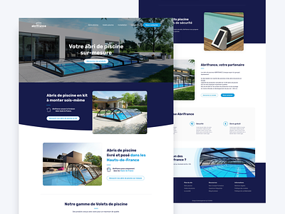 Swimming pool enclosure in France blue landing page pool swim swimming pool ui ux webdesign