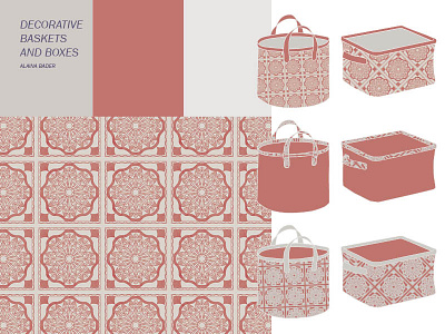 Quilt Basket basket gray grey home decor mockup quilt red surface design textile
