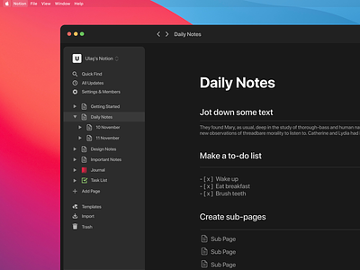 macOS Notion Redesign