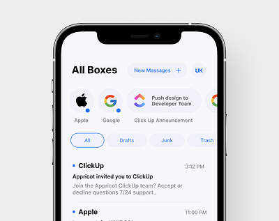 MailBox of iOS 15 app apple branding design iphone minimal ui ux