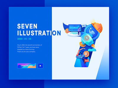Digital illustration 7seven block chain blue brand design digital currency graphic design illustration landing page logo design ui visual identity