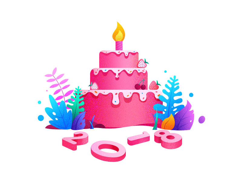 Illustration-Happy Birthday animation gif birthday design color colour picture hiwow illustration pink ui app visual design