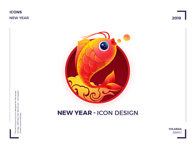 New year icon 2019 app concept china red cloud based erp in chennai fish graphic hiwow icon app icons logo red and yellow tabbar ui ui ux design visual design water colors