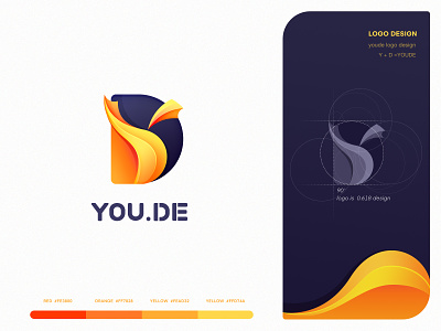 LOGO YOUDE design app store icon banner branding colors design system drawings hiwow illustration ios app design letter letter d letter y logo mark symbol logotype ui design visual style guide web browser