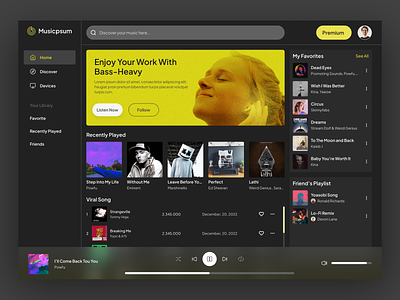 Music Web App music player music playlist music web music web design ui design web app web design