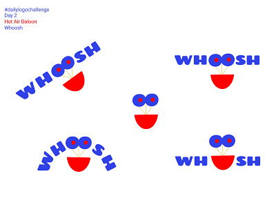 WHOOSH - Logo design blue branding dailylogochallenge design flat hot air baloon icon illustration logo logo design minimal red vector web whoosh