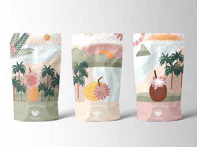 Hawaiian Tea Illustrations and Package Design illustration package design packaging procreate tea branding tea packaging