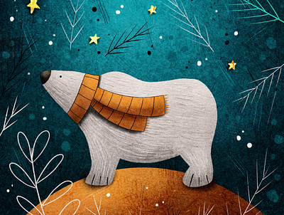 Polar bear bear digital art illustration polar bear procreate textures traditional art