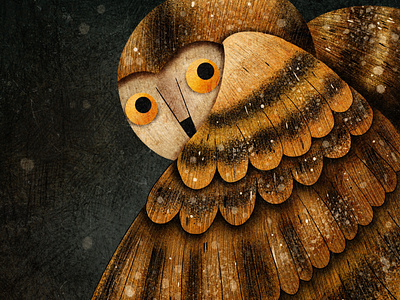 Textured owl digital art illustration owl prcoreate textures