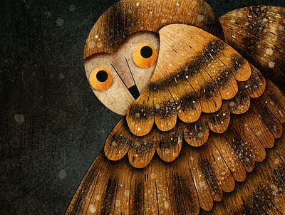 Textured owl digital art illustration owl prcoreate textures