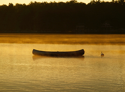 Yellow canoe canoe lake morning mist photography yellow