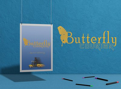 butterfly courier logo branding design illustration illustrator logo typography vector