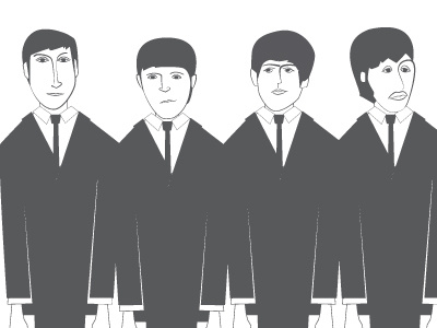 The Beatles black white illustration minimal music the beatles
