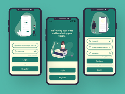 Learning mobile application login - Register design illustration learn learning learning app mobile register sign up ui ux
