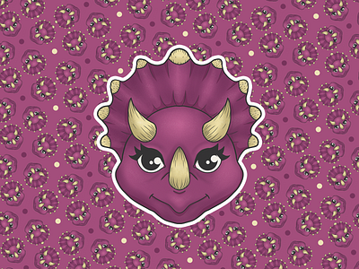 Dino Illustration - Triceratops