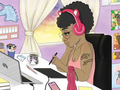 Home Office Vibes - Illustration art blackart illustration