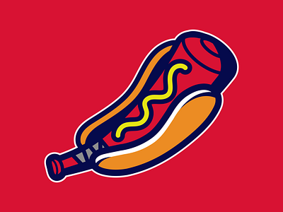 Hot Dog Bat apparel branding design illustration logo mascot character mascot design mascot logo sports design sports logo