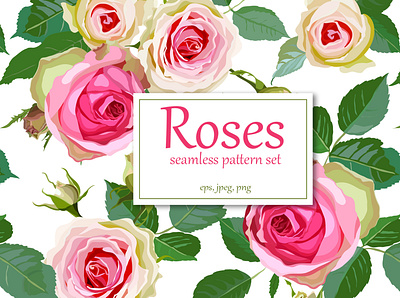 Roses set design fabric floral flower illustration nature pattern pink rose sam2211 silk