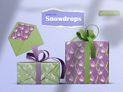 Snowdrops vector set botany