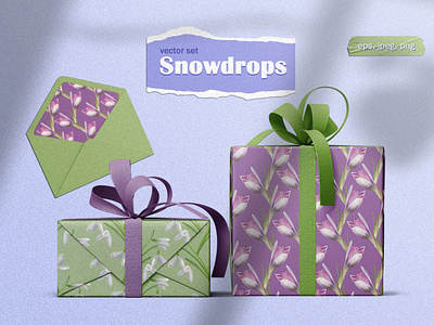 Snowdrops vector set