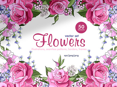 Flowers. Vector set garland